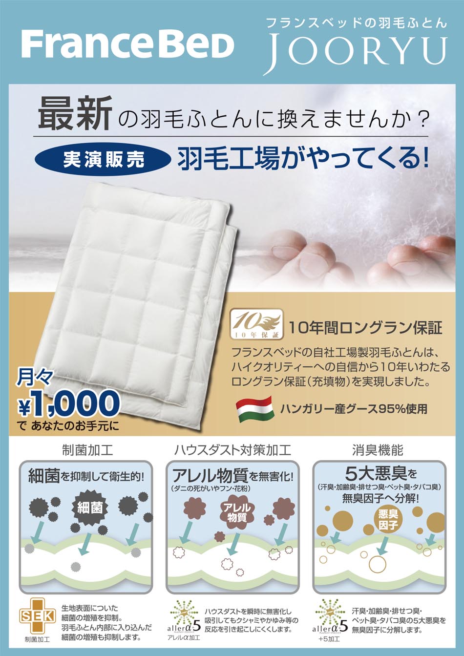 jyooryu フランスベッドの羽毛布団